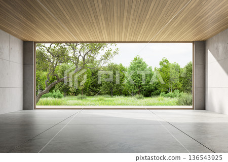 Minimalist empty loft room with polished concrete walls 3d render Minimalist empty loft room with polished concrete walls 3d render 136543925