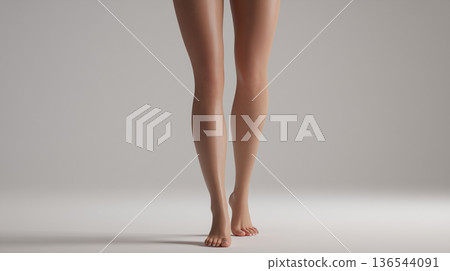 女性腿部正面照,影棚拍攝 女性腿部正面照,影棚拍攝 136544091