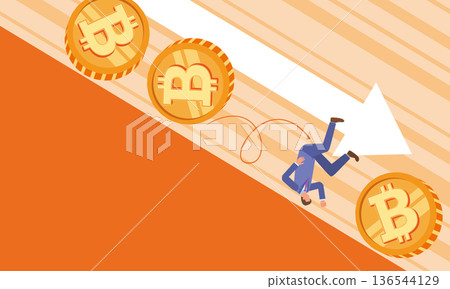 Bitcoin and a falling man 136544129