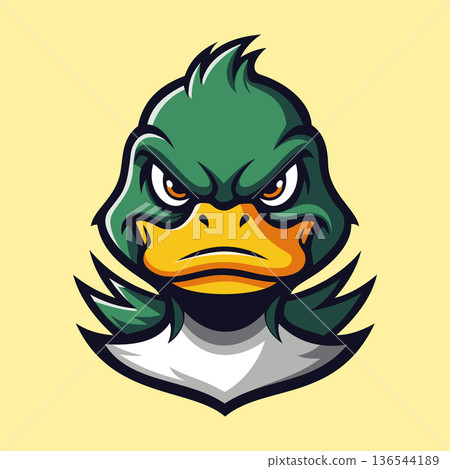 Green Duck Head Illustration Character Vector Logo Template 136544189