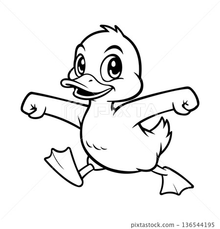 Line Happy Duck Illustration Character Vector Logo Template Line Happy Duck Illustration Character Vector Logo Template 136544195