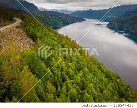 Fjord landscape, Saudafjord in Norway Fjord landscape, Saudafjord in Norway 136544435