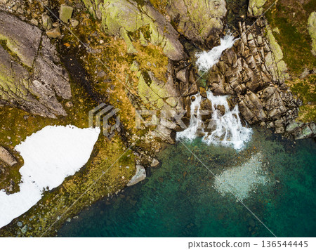 Aerial view. Lake in mountains Norway Aerial view. Lake in mountains Norway 136544445