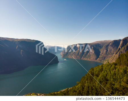 Fjord landscape Aurlandsfjord in Norway Fjord landscape Aurlandsfjord in Norway 136544473
