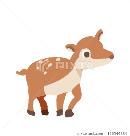 小鹿插圖 - 可愛的春季小鹿形象 - 注意：小心跑到馬路上 - 交通安全圖片素材 136544884