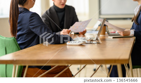 Desk meeting scene Desk meeting scene 136545666