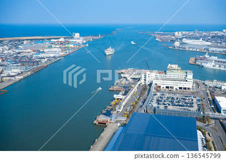 Niigata Port as seen from the observation room at Toki Messe Niigata Port as seen from the observation room at Toki Messe 136545799