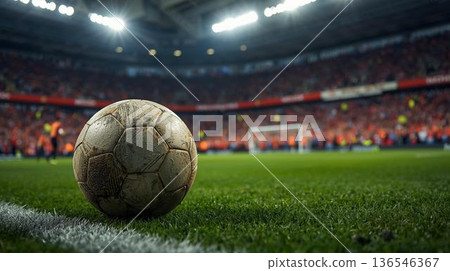 夜晚的足球場座無虛席 136546367