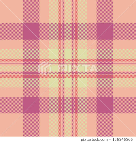 Intense seamless tartan background, poster texture fabric plaid. T-shirt textile check pattern vector in orange and pink colors. Intense seamless tartan background, poster texture fabric plaid. T-shirt textile check pattern vector in orange and pink colors. 136546566