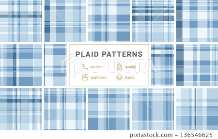 Refreshing light blue and white plaid seamless pattern. A versatile textile design perfect for summer fashion, cozy home interiors, and digital backdrops. Elegant, classic, and highquality. Refreshing light blue and white plaid seamless pattern. A versatile textile design perfect for summer fashion, cozy home interiors, and digital backdrops. Elegant, classic, and highquality. 136546625