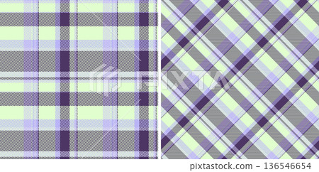 Check vector background of textile seamless fabric with a tartan pattern texture plaid. Set in light colors for uniform ideas for different professions. 136546654