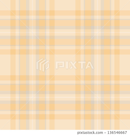 Stripped textile fabric vector, window background seamless texture. Revival pattern tartan check plaid in light and orange colors. 136546667