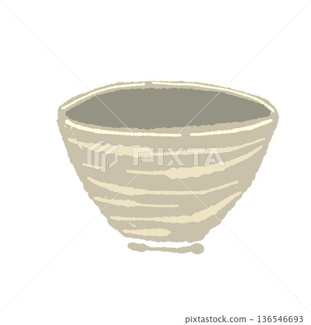 一個簡單的米色抹茶碗的插圖 136546693