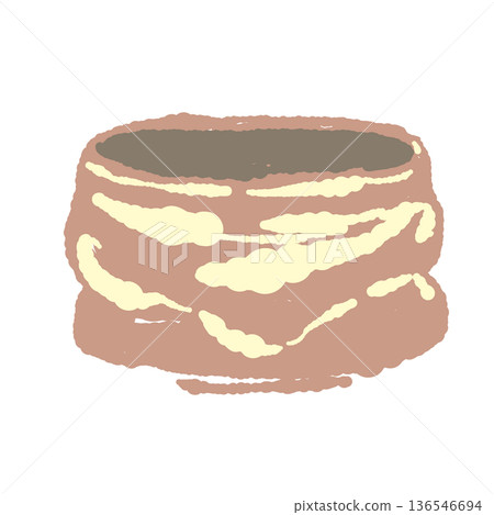 萩燒風格的紅棕色抹茶碗插圖 136546694