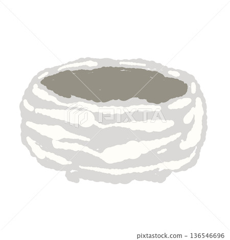 Illustration of a wintery matcha bowl with white glaze Illustration of a wintery matcha bowl with white glaze 136546696
