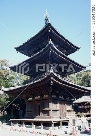愛媛郡松山市石手寺的三重塔 愛媛郡松山市石手寺的三重塔 136547026