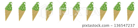 Cute line material of matcha soft serve ice cream 136547237
