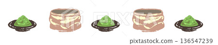 Line material of matcha bowls and matcha powder plates lined up Line material of matcha bowls and matcha powder plates lined up 136547239
