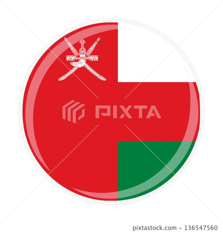 Oman national round circle flag emblem official icon 136547560