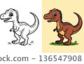 Baby tyrannosaurus rex coloring page with fun dinosaur character for elementary school kids 136547908