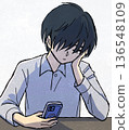 Boy looking at smartphone 136548109