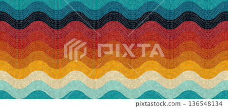 Waves mosaic art pattern Waves mosaic art pattern 136548134