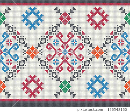 Scandinavian mosaic vector pattern 89 Scandinavian mosaic vector pattern 89 136548160