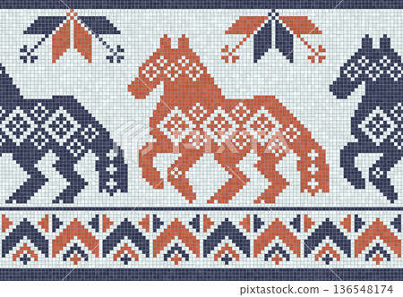 Scandinavian mosaic vector pattern 103 136548174