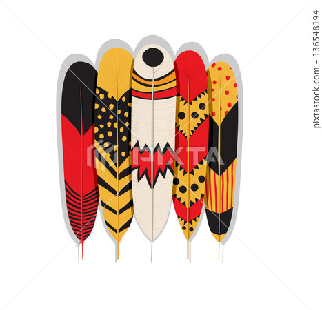 Vector decorative tribal ethnic feathers Vector decorative tribal ethnic feathers 136548194