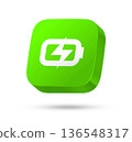 green battery charge on a button 136548317