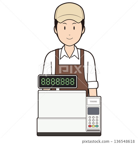 收銀員及男咖啡廳員工① 收銀員及男咖啡廳員工① 136548618