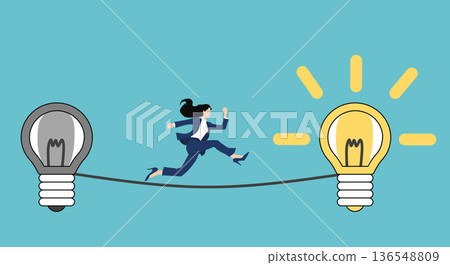 Illustration of a businesswoman with an idea Illustration of a businesswoman with an idea 136548809