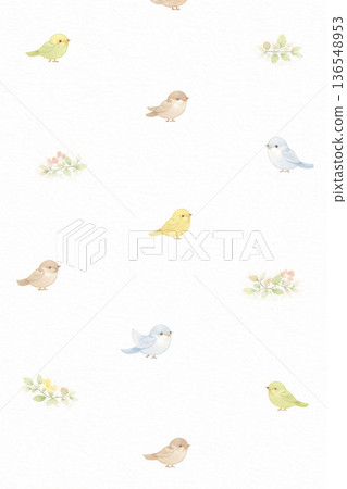 鳥類系列：白色背景上的極簡鳥類圖案布料 136548953