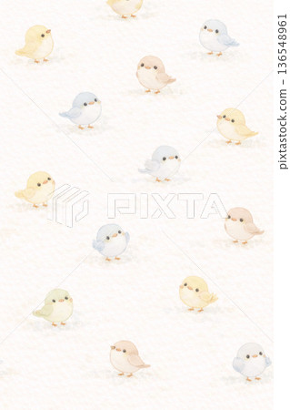 鳥類系列：繪本風格溫柔鳥類圖案布料 136548961