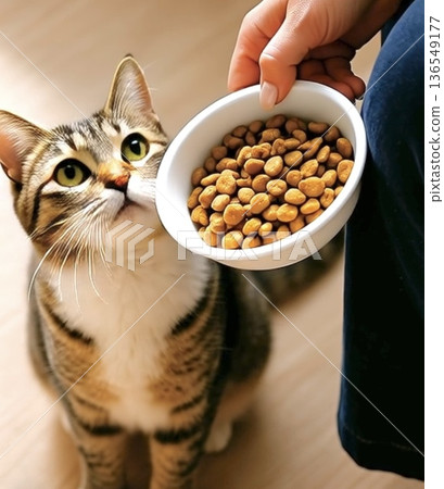 A picky eater, a brown tabby kitten 136549177