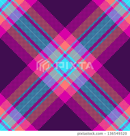 Vibrant neon plaid pattern with a retro pixelated twist. Ideal for bold digital art, textile designs, and creative backgrounds. A modern, energetic take on traditional tartan aesthetics. Vibrant neon plaid pattern with a retro pixelated twist. Ideal for bold digital art, textile designs, and creative backgrounds. A modern, energetic take on traditional tartan aesthetics. 136549320