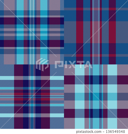 Summer plaid bundle created for clothing and decor projects. The pack supports casual shirts, dresses, blankets, and pillows. Vector clarity keeps details sharp. 136549348