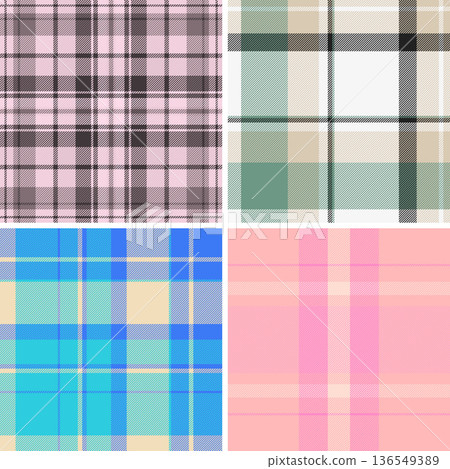 Plaid collection created for seasonal DIY sales. Coordinated tartan visuals reinforce creative mood. Vector scalability supports campaigns. 136549389