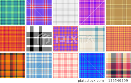 Festive plaid pack created for seasonal campaigns. Coordinated tartan designs suit holiday packaging and marketing. Seamless vectors maintain continuity. Festive plaid pack created for seasonal campaigns. Coordinated tartan designs suit holiday packaging and marketing. Seamless vectors maintain continuity. 136549399