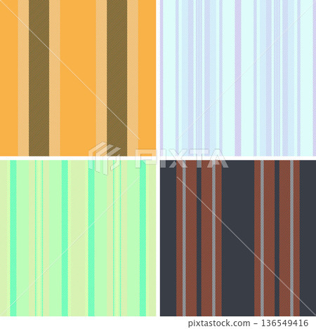 Striped pattern set reflecting modern design trends for wallpapers and backgrounds. Seamless vectors enhance web graphics, apps, devices, and social media posts. 136549416