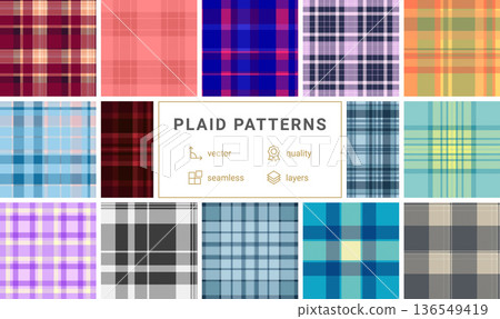 Plaid pack created for stocking tags and labels. Coordinated patterns ensure elegant seasonal presentation. Plaid pack created for stocking tags and labels. Coordinated patterns ensure elegant seasonal presentation. 136549419