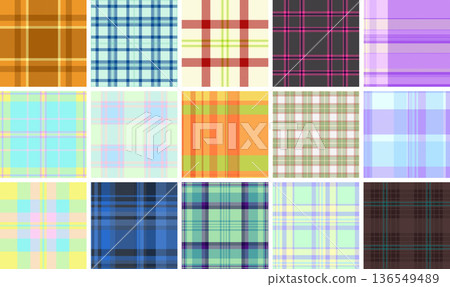 Decorative plaid collection built for skirts. Perfect for layered outfits and contemporary styling. Vector format scales effortlessly. 136549489