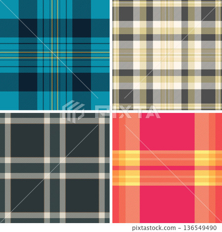 Plaid bundle perfect for contemporary digital backgrounds and wallpapers. Vector designs enhance phone screens, desktops, apps, websites, and social media. 136549490