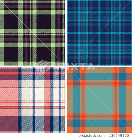 Curated plaid pattern set designed for textile production. This pack works across apparel, accessories, and fabric printing. Seamless vectors integrate into manufacturing pipelines. 136549500