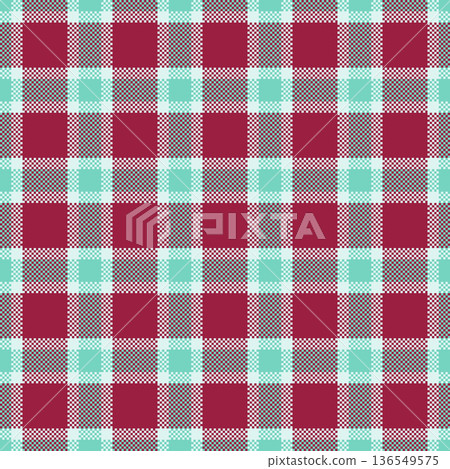 Teal tartan seamless fabric, hotel background plaid vector. Decorating texture check pattern textile in red and teal colors. 136549575