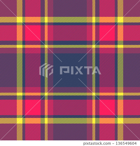 Fashionable tartan fabric textile, post background vector pattern. Hippie seamless check texture plaid in blue and pink colors. Fashionable tartan fabric textile, post background vector pattern. Hippie seamless check texture plaid in blue and pink colors. 136549604