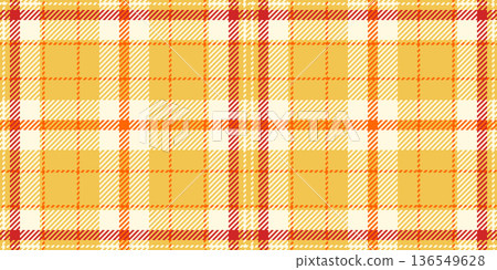Attire tartan textile check, ethnic texture pattern fabric. Beautiful plaid vector seamless background in amber and cornsilk colors. 136549628