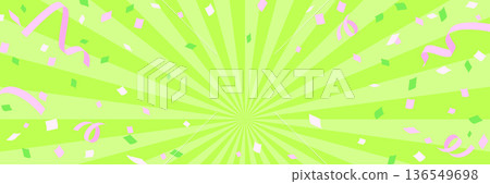 Background material with confetti flying on a vibrant yellow-green concentrated line Background material with confetti flying on a vibrant yellow-green concentrated line 136549698
