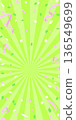 背景材質以鮮豔的黃綠色濃密線條和飛舞的彩帶為特色。 136549699