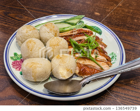 Malaysian food: Melaka chicken rice and rice balls 136549739